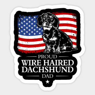 Proud Wire Haired Dachshund Dad American Flag patriotic dog Sticker